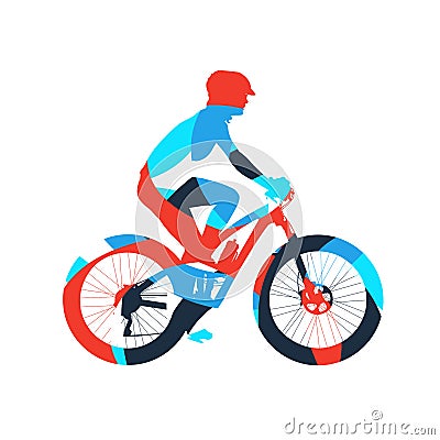 Abstract colorful mountain cyclist Vector Illustration