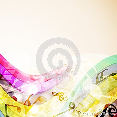 Abstract colorful musical notes. Stock Photo