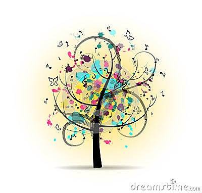 Abstract Colorful Musical Tree Vector Illustration