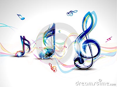 Abstract colorful musical word background Cartoon Illustration