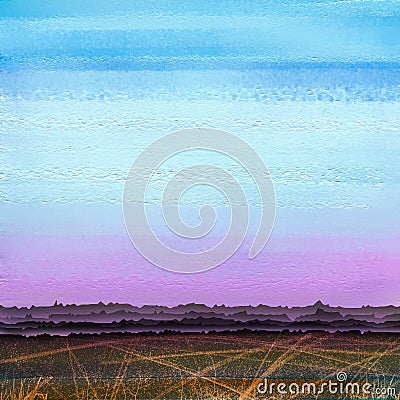 Abstract colorful oil, acrylic paint brush stroke on canvas texture. Semi abstract image of landscape painting background. Stock Photo