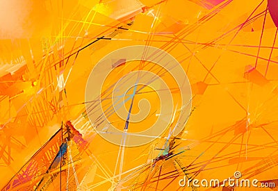 Modern art oil paintings with yellow, red color. Contemporary art for background Stock Photo