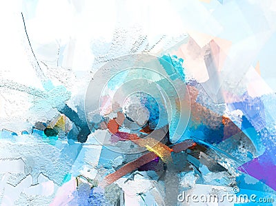 Abstract colorful oil painting on canvas texture. Hand drawn brush stroke, oil color paintings background. Stock Photo
