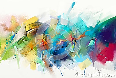 Abstract colorful oil painting on canvas texture Stock Photo