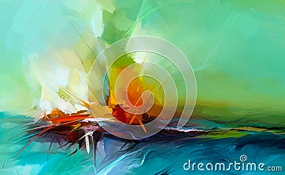 Abstract colorful oil painting on canvas Stock Photo