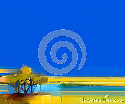 Abstract colorful oil painting landscape on canvas Stock Photo