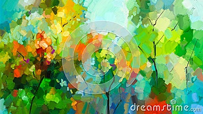 Abstract colorful oil painting landscape on canvas Stock Photo