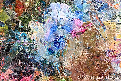 Abstract colorful oil painting strokes. Blue and pink brushstroke background. Mixed oil paint teture Stock Photo