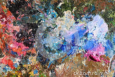 Abstract colorful oil painting strokes. Blue and pink brushstroke background. Mixed oil paint teture Stock Photo