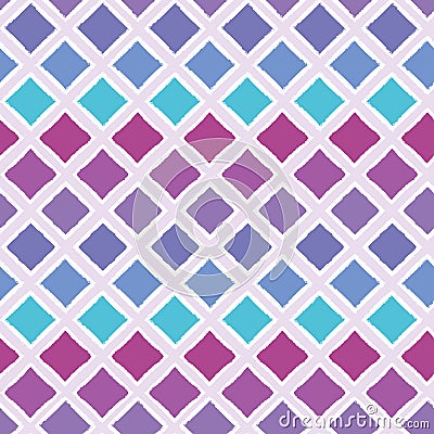 Abstract colorful ombre geometric seamless vector pattern background with brush stroked diamond shapes for fabric Vector Illustration