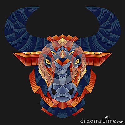 Abstract Colorful Ornament Doodle Bull Illustration Cartoon Concept Vector. Suitable For Logo, Wallpaper, Banner, Background, Card Vector Illustration