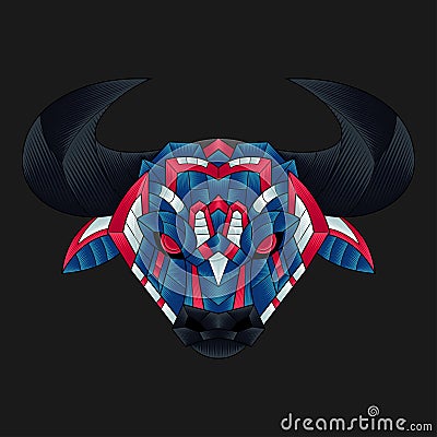 Abstract Colorful Ornament Doodle Bull Illustration Cartoon Concept Vector. Suitable For Logo, Wallpaper, Banner, Background, Card Vector Illustration