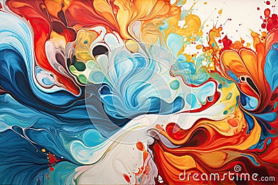 Abstract colorful paint, brushstroke or splash on canvas background, oil painting with contemporary concept, multi color backdrop Stock Photo