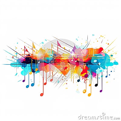 abstract colorful painted splash music illustration is a vibrant and energetic Cartoon Illustration