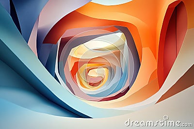 Abstract Colorful Paper Swirls Creating a Tunnel-like Shape Stock Photo