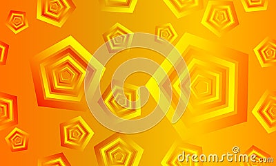 Abstract colorful pentagon background with golden gradient color. Vector Illustration