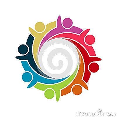 Abstract colorful people in a circle,Teamwork meeting,people are meeting in the room. Vector Illustration