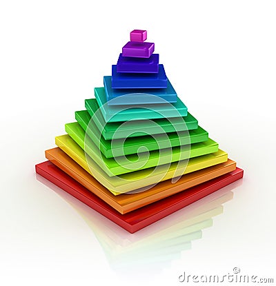 Abstract colorful pyramid 3d rendering Cartoon Illustration