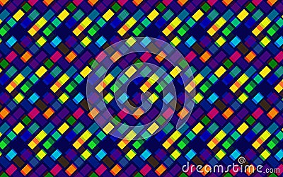 Abstract colorful repeating pattern of diagonal squares with neon effect Vector Illustration
