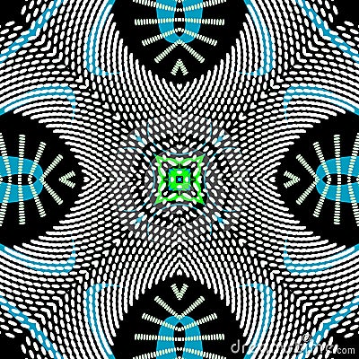 Abstract colorful seamless pattern. Repeat kaleidoscope background. Repeat symmetrical modern backdrop. Geometric halftone dotted Vector Illustration