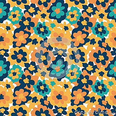 Seamless pattern with creative decorative flowers in scandinavian style Vector Illustration