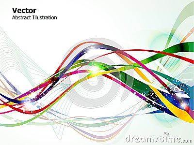 Abstract colorful shiny wave background Cartoon Illustration