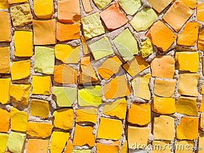 Abstract colorful smalt mosaic. Exterior wall mosaic, close-up Stock Photo