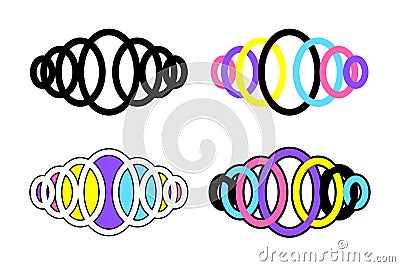Abstract colorful spiral logos or icons. Colored ovals modern figure for design. Vector illustration Vector Illustration