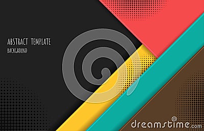 Abstract colorful template design with black halftone decorative template. Overlapping with triangles layers background. Vector Illustration