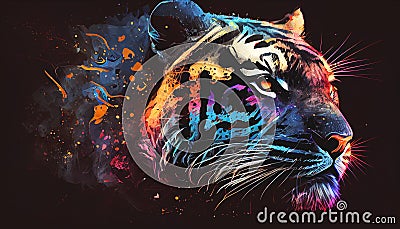 Abstract colorful tiger Cartoon Illustration