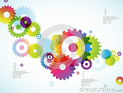 Abstract colorful toothed wheels background Vector Illustration