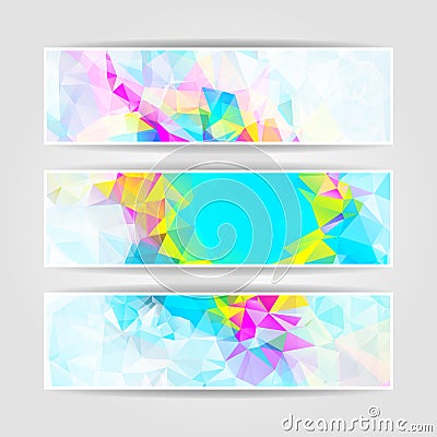 Abstract Colorful Triangular header set Vector Illustration