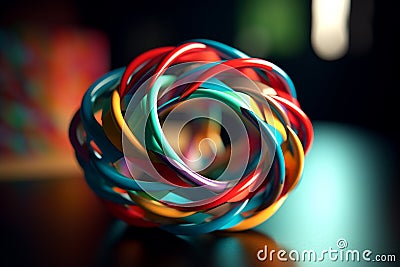 Abstract colorful twisted object. Illustration. Generative AI Stock Photo