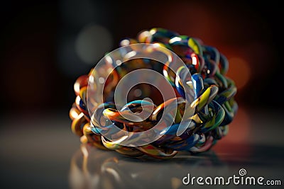 Abstract colorful twisted object. Illustration. Generative AI Stock Photo