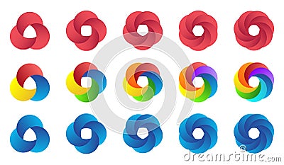 Abstract Colorful Twisted Shapes Collection Vector Illustration