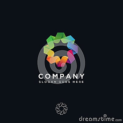 Abstract colorful unity corporate logo icon template Vector Illustration