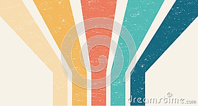 Abstract Colorful vintage 1970 Hippie Retro Minimal stylish wallpaper background of rainbow groovy Wavy Line design Vector Illustration
