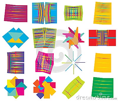Abstract colorful, vivid, vibrant angular, geometric design element. Tangled, random vector shapes Vector Illustration