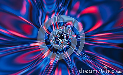 Abstract colorful VJ tunnel with blue and red lines. Future, speed, big data background concept. 3D rendering Stock Photo
