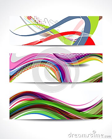 Abstract Colorful Wave Banner Set Vector Illustration