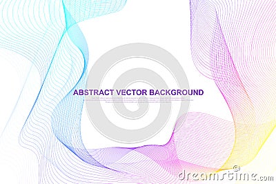 Abstract colorful wave lines background. Circular wireframe mesh element. Geometric template for your design brochure Vector Illustration