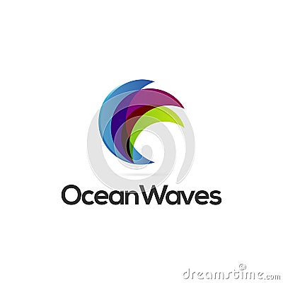 Abstract Colorful Waves Logo Design Template Stock Photo