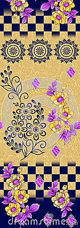 Abstract colorful block print pattern Stock Photo