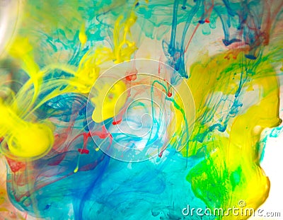 Abstract coloured ink in the water, Paint mixing Stock Photo