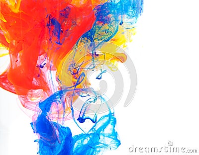 Abstract coloured ink in the water, Paint mixing Stock Photo