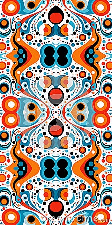 Abstract colourful dots seamless symmetrical wallpaper background Stock Photo