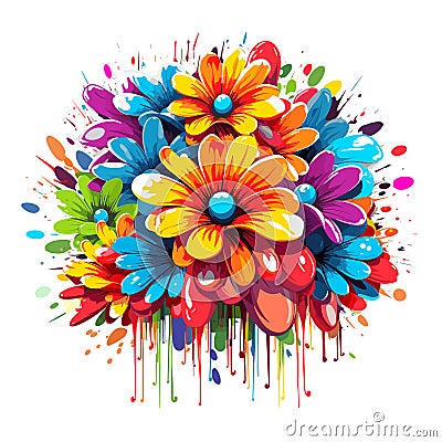 Abstract colourful floral background in vector pop art style Vector Illustration