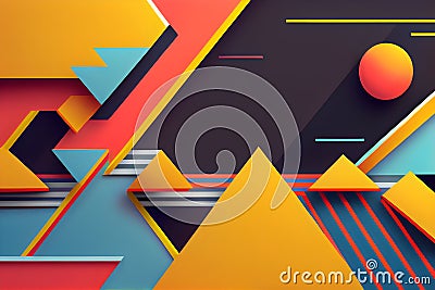 Abstract colourful geometric background. Dynamic shapes composition. AI Generative Stock Photo