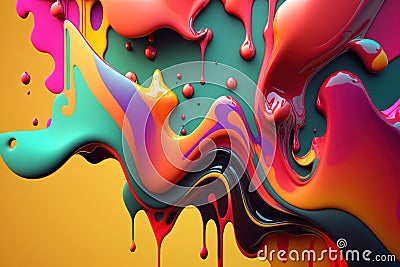 Abstract colourful paint background with a liquid melting texture Stock Photo