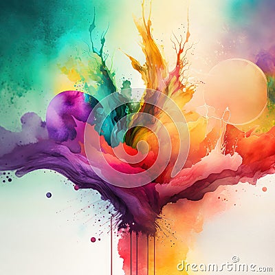 An abstract colourful watercolor splash background. Created with Generative AI Stock Photo